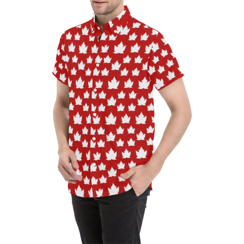 Cute Canada Plus Size Shirts Men's All Over Print Short Sleeve Shirt/Large Size (Model T53)