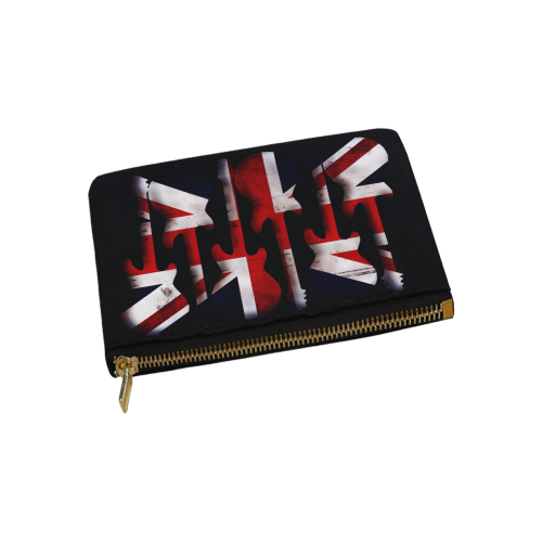 Union Jack British UK Flag Guitars Black Carry-All Pouch 9.5''x6''