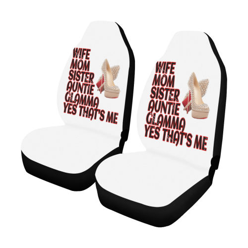 White Wife Sister Auntie Glamma Car Seat Covers (Set of 2)