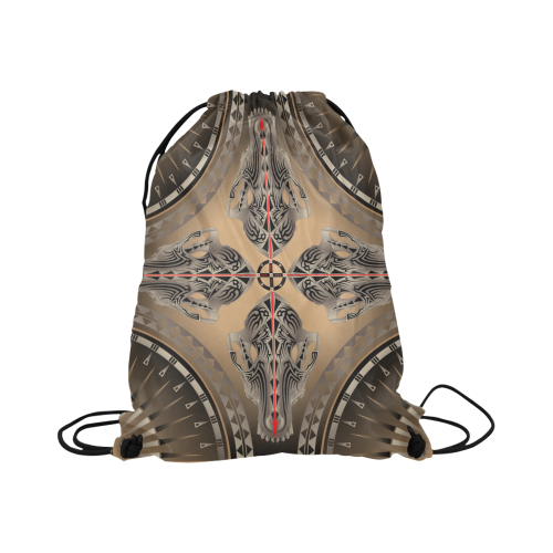 Coyote Spirit Skulls Large Drawstring Bag Model 1604 (Twin Sides)  16.5"(W) * 19.3"(H)