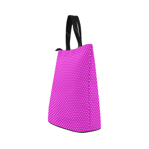 Pink polka dots Nylon Lunch Tote Bag (Model 1670)