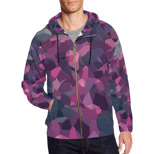 purple pink magenta mosaic #purple All Over Print Full Zip Hoodie for Men/Large Size (Model H14)