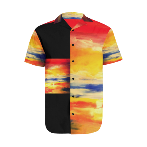 Sunset Wind Horizon Men's Short Sleeve Shirt with Lapel Collar (Model T54)