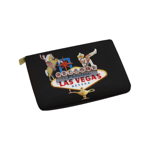Las Vegas Welcome Sign on Black Carry-All Pouch 9.5''x6''