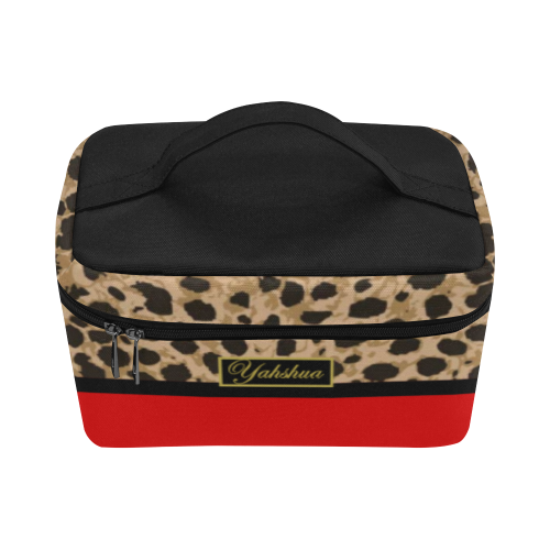 Yahweh Leopard Red Cosmetic Bag/Large (Model 1658)