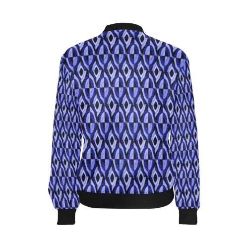 geometric blue All Over Print Bomber Jacket for Women (Model H36)