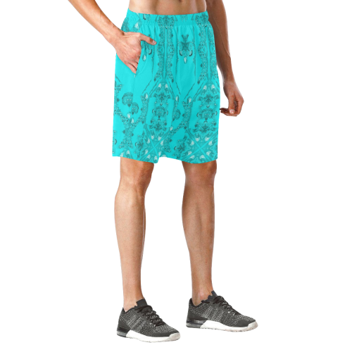 turquoise nature Men's All Over Print Elastic Beach Shorts (Model L20)