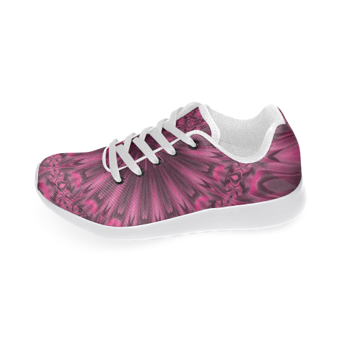 Fuchsia Pink Satin Shadows Fractal 1 Women’s Running Shoes (Model 020)