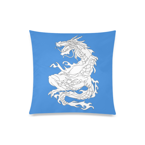 Color Me Chinese Dragon Blue Custom Zippered Pillow Case 20"x20"(Twin Sides)