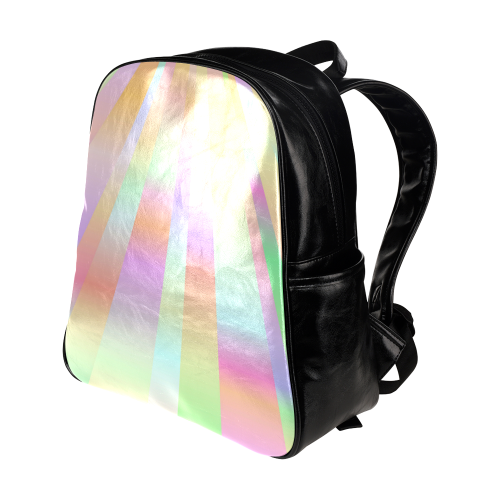 Colorful Hologram Stripes Multi-Pockets Backpack (Model 1636)