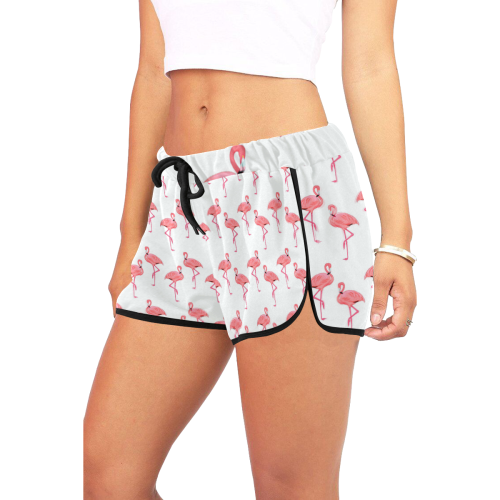 Pretty Pink Flamingos Pattern Women's All Over Print Relaxed Shorts (Model L19)