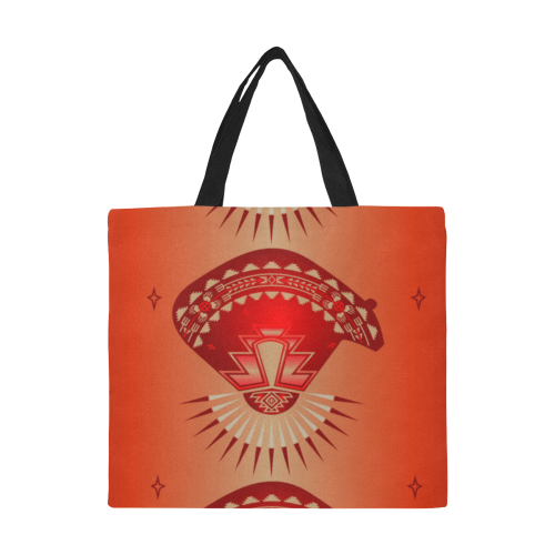 Three Bears Red All Over Print Canvas Tote Bag/Large (Model 1699)