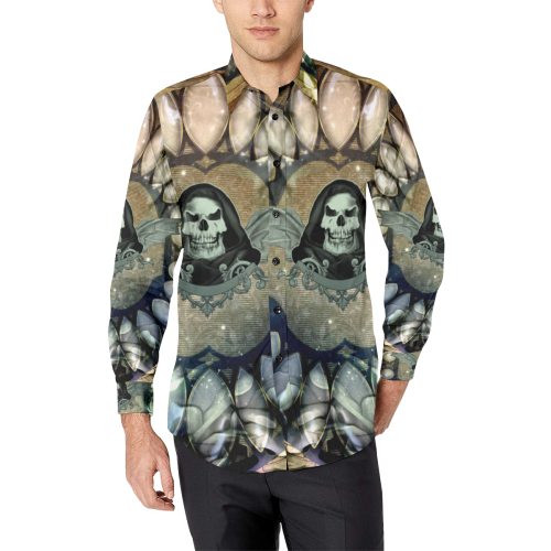 Awesome scary skull Men's All Over Print Casual Dress Shirt (Model T61)