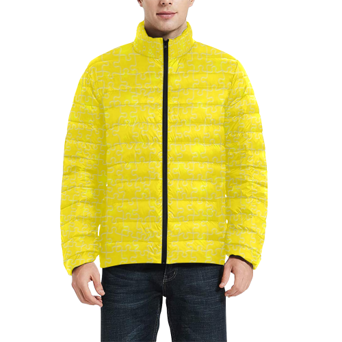 Yellow by Nico Bielow Men's Stand Collar Padded Jacket (Model H41)