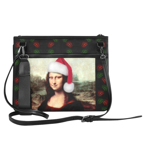 Christmas Mona Lisa with Santa Hat Slim Clutch Bag (Model 1668)