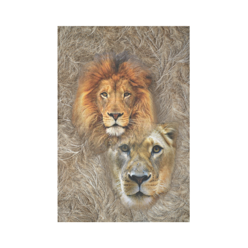 lion king and gueen Cotton Linen Wall Tapestry 60"x 90"