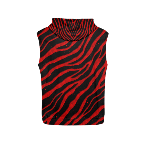 Ripped SpaceTime Stripes - Red All Over Print Sleeveless Hoodie for Men (Model H15)