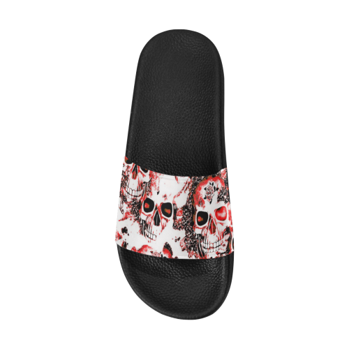 cloudy Skulls white red by JamColors Women's Slide Sandals (Model 057)