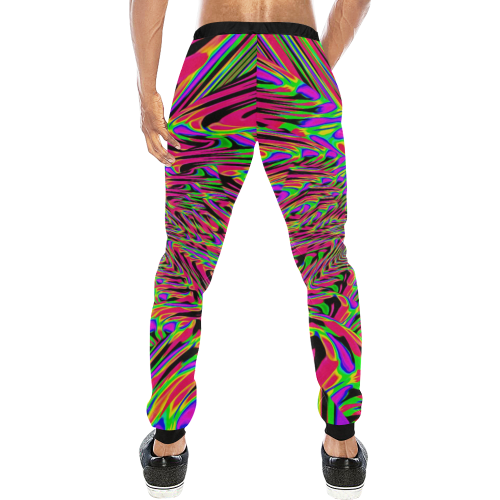 Neon Acid Waves Men's All Over Print Sweatpants (Model L11)