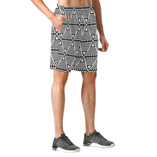 Black Aztec Tribal Men's All Over Print Elastic Beach Shorts (Model L20)