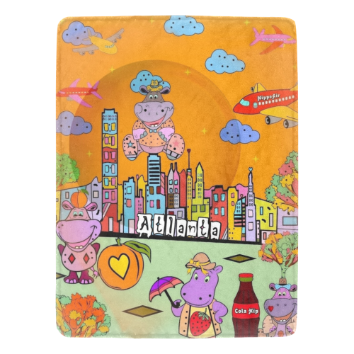 Atlanta Hippo by Nico Bielow Ultra-Soft Micro Fleece Blanket 60"x80"