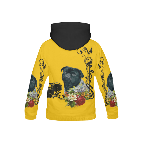 Romantic Old School Pug All Over Print Hoodie for Kid (USA Size) (Model H13)