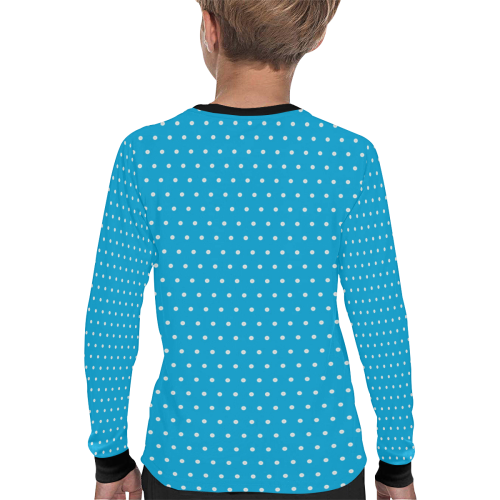 Polka Dot Pin SkyBlue Kids' All Over Print Long Sleeve T-shirt (Model T51)