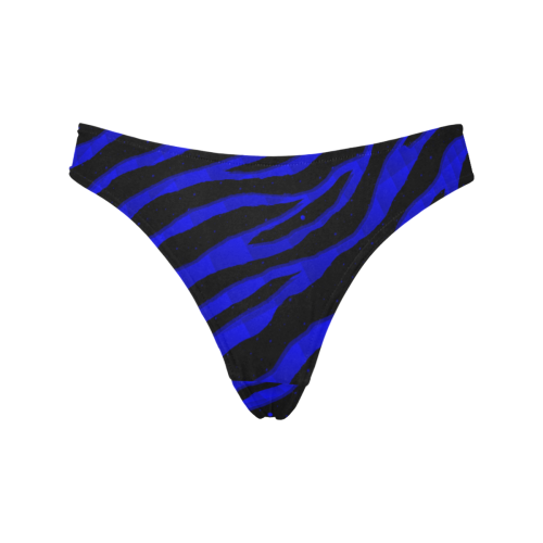 Ripped SpaceTime Stripes - Blue Women's All Over Print Thongs (Model L30)