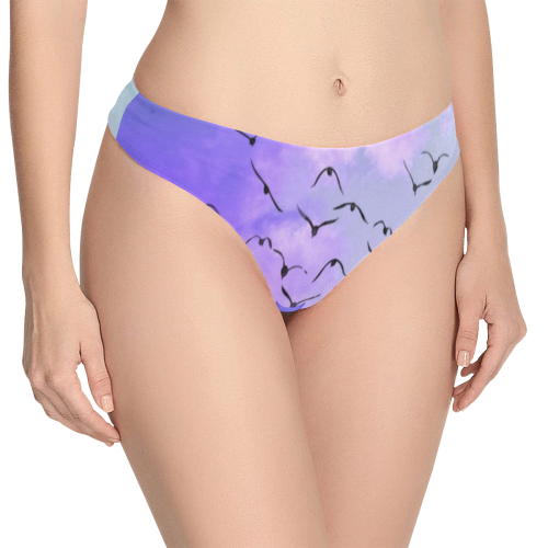 Trendy Birds, blue by JamColors Women's All Over Print Thongs (Model L30)