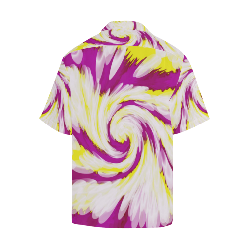 Pink Yellow Tie Dye Swirl Abstract Hawaiian Shirt (Model T58)