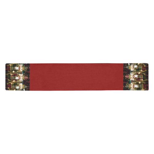 Golden Christmas Nutcrackers on Red Table Runner 14x72 inch