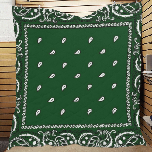 KERCHIEF PATTERN GREEN Quilt 70"x80"