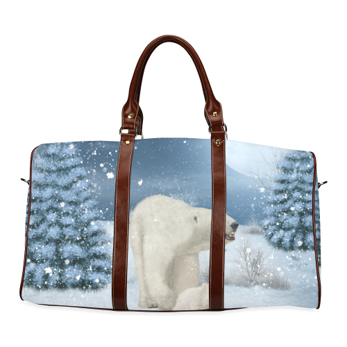Polar bear mum with polar bear cub Waterproof Travel Bag/Small (Model 1639)