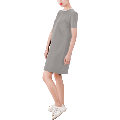 Ash Short-Sleeve Round Neck A-Line Dress (Model D47)