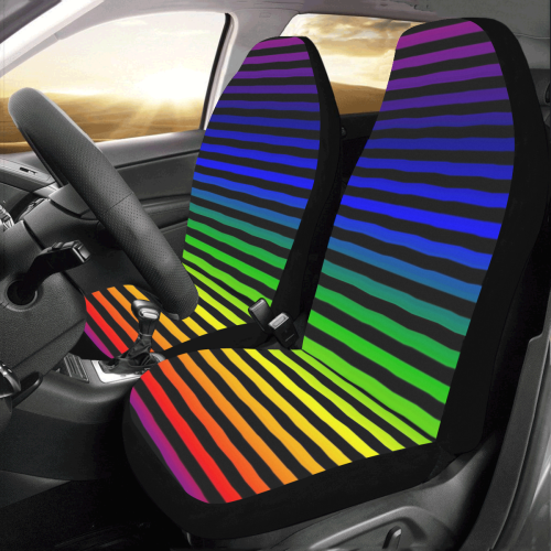 Rainbow Striped Pattern Car Seat Covers (Set of 2)