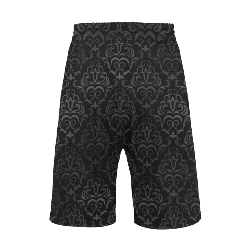 Elegant vintage floral damasks in  gray and black Men's All Over Print Casual Shorts (Model L23)