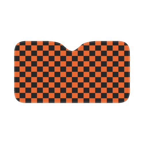 Checkerboard Black and Orange Car Sun Shade 55"x30"