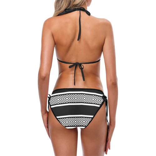 Black and White Lattice Custom Bikini Swimsuit (Model S01)