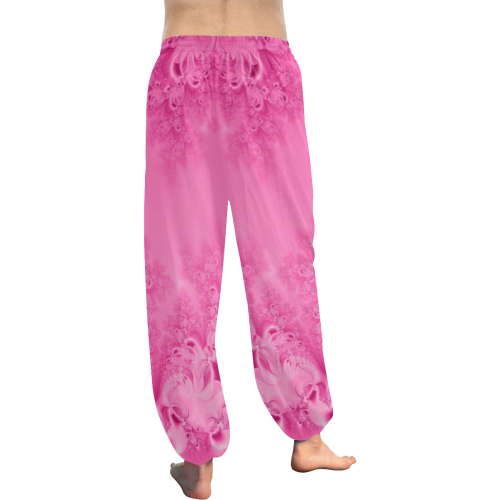 Soft Pink Frost of Morning  Fractal Abstract Women's All Over Print Harem Pants (Model L18)