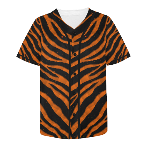 Ripped SpaceTime Stripes - Orange All Over Print Baseball Jersey for Men (Model T50)