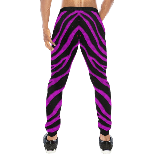 Ripped SpaceTime Stripes - Pink Men's All Over Print Sweatpants/Large Size (Model L11)