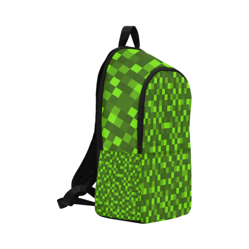 funky funny light and dark green neon color pixel pixels blocks gamer gift Fabric Backpack for Adult (Model 1659)