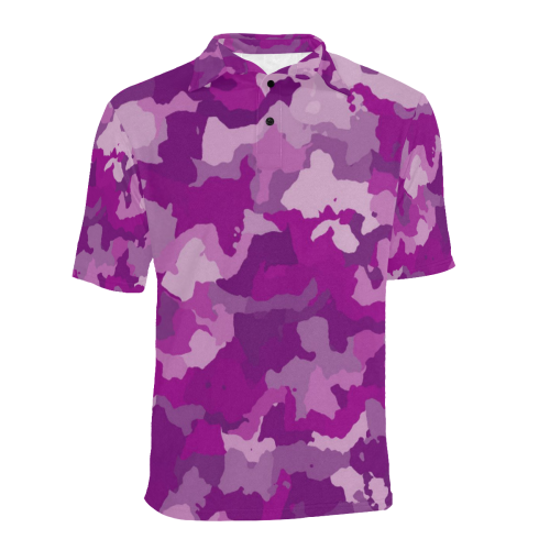 camouflage purple Men's All Over Print Polo Shirt (Model T55)