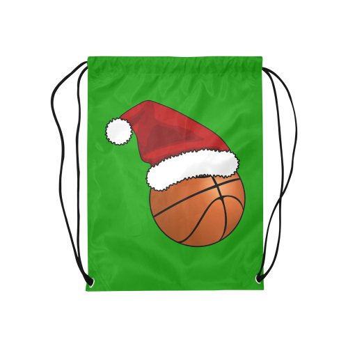 Santa Hat Basketball Christmas Medium Drawstring Bag Model 1604 (Twin Sides) 13.8"(W) * 18.1"(H)