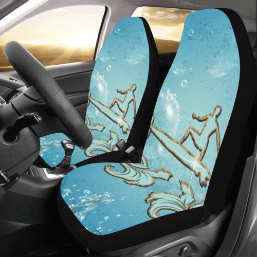 Surfing, blue background Car Seat Covers (Set of 2)