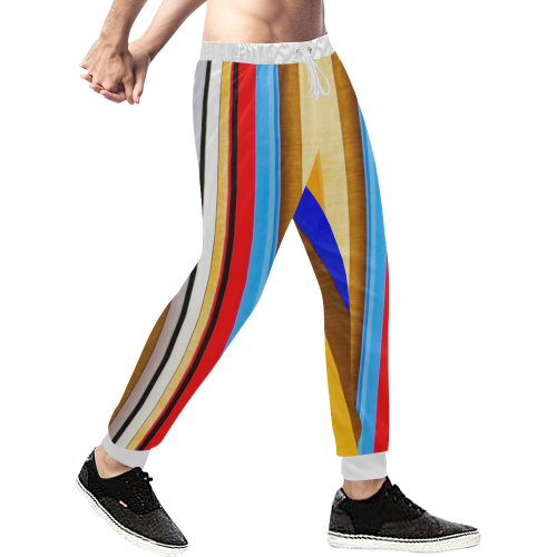Colorful abstract pattern stripe art Men's All Over Print Sweatpants (Model L11)