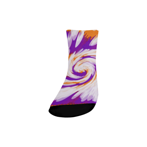 Purple Orange Tie Dye Swirl Abstract Quarter Socks