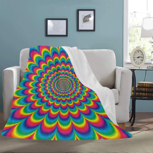 Crazy Psychedelic Flower Power Hippie Mandala Ultra-Soft Micro Fleece Blanket 60"x80"