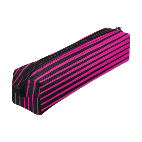 Tapered Black and Pink Stripes Pencil Pouch/Small (Model 1681)