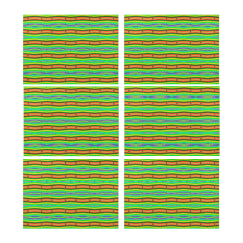 Bright Green Orange Stripes Pattern Abstract Placemat 14’’ x 19’’ (Six Pieces)